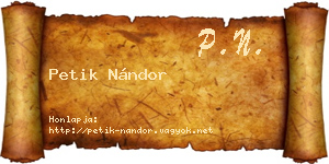 Petik Nándor névjegykártya