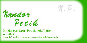 nandor petik business card